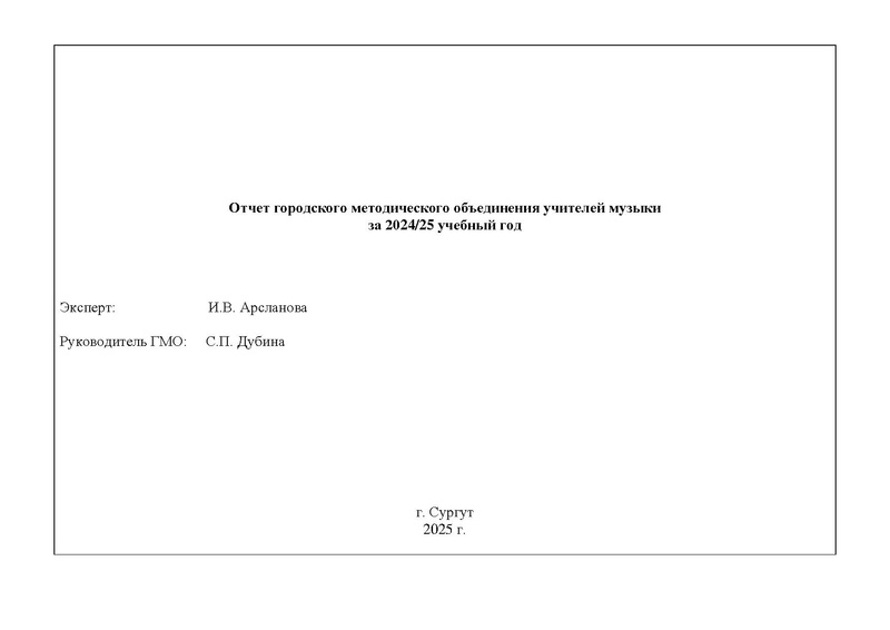 Файл:Отчет ГМО учителей Музыки за 2024-25 год май 2025.pdf