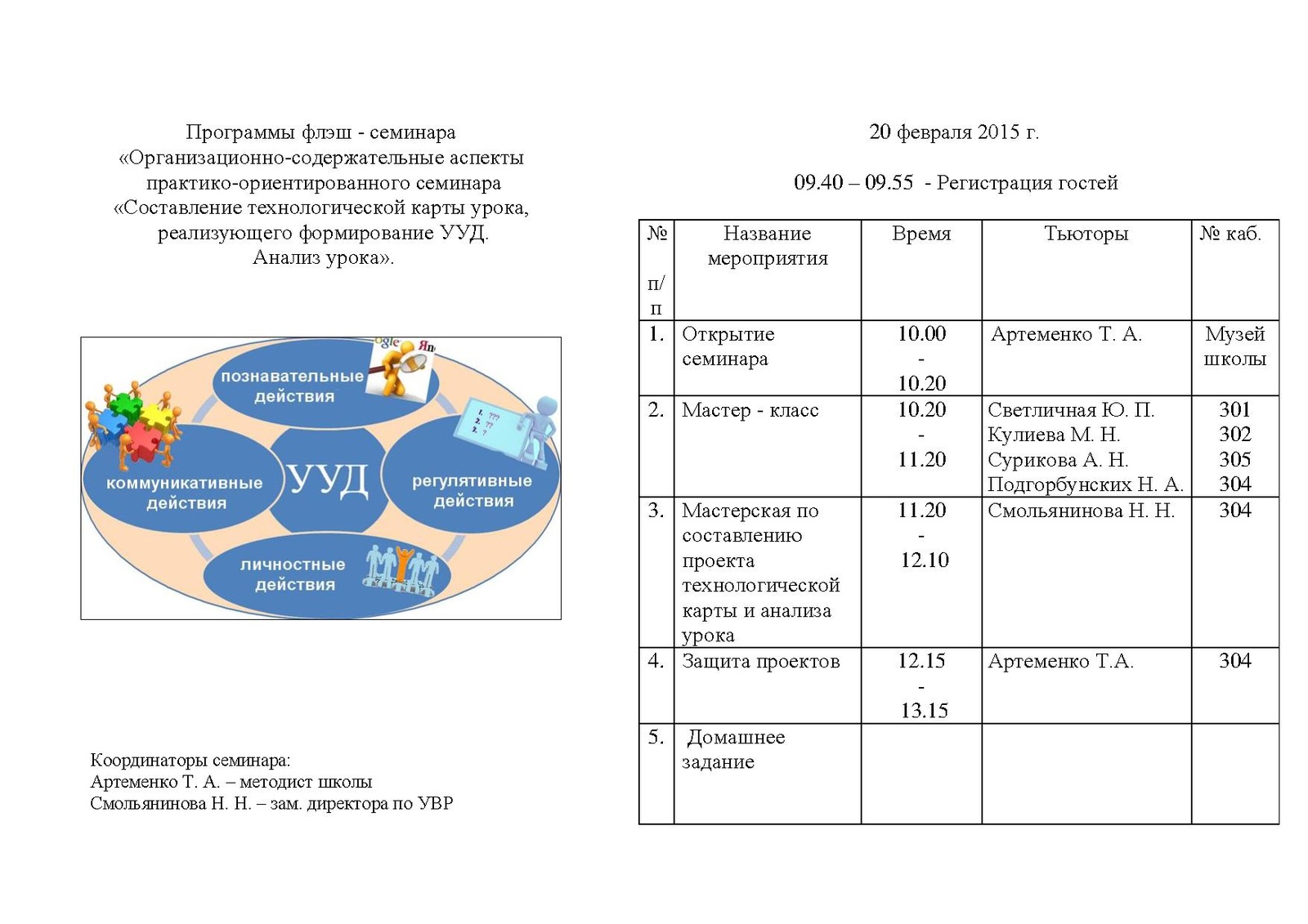 Программа семинара в доу